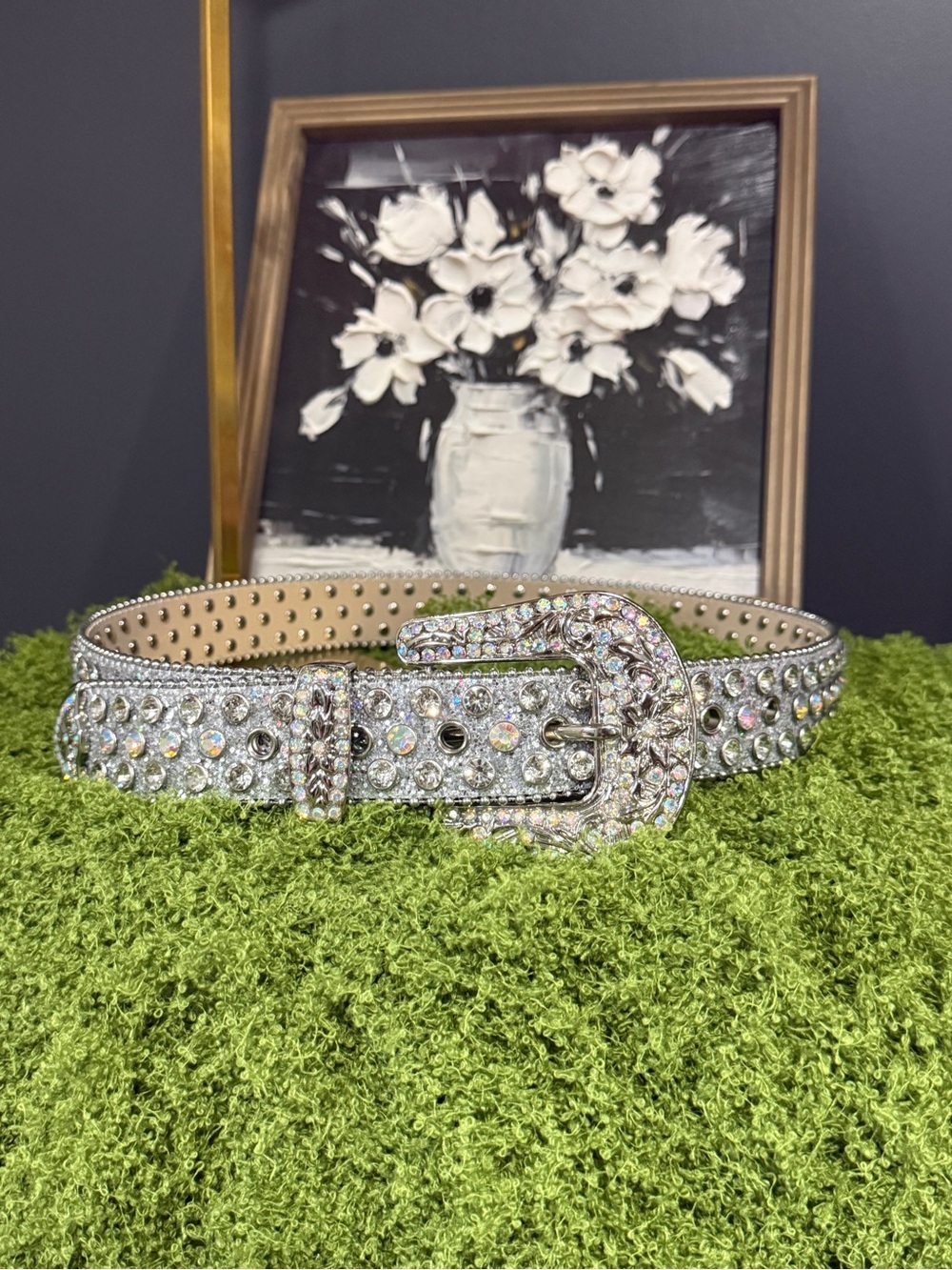 Women's Crystal-Studded Rhinestone Belt — Silver Sparkle